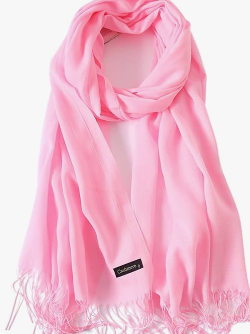 Soft Pink -Blended Cashmere  Scarf - Women's Fringed edges